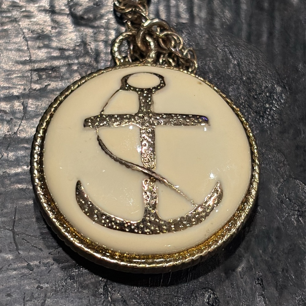 Nautical Enamel Circle w/antique gold Anchor & Star circled earrings. JB6 - Picture 3 of 8